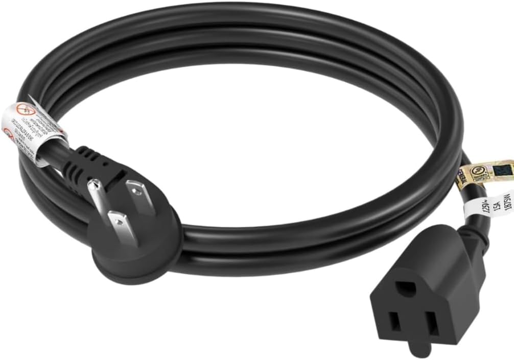 Shielded Extension Cord with Flat Plug - Electrically-Shielded Against EMF/EMR - Heavy Duty Black 14 Gauge (Light Almond, 10 FT)