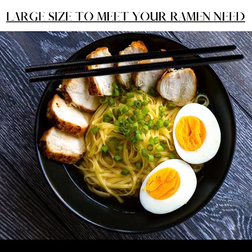 Morgy, Unbreakable Set Of 2 Ramen Bowls With Chopsticks And Spoons- 42 Oz Japanese Style Black Noodle Soup Bowls Set- Asian Soup Bowl For Ramen, Pho, Salad, Poke, Soup, Udon With Chopstick Holders #TOP1