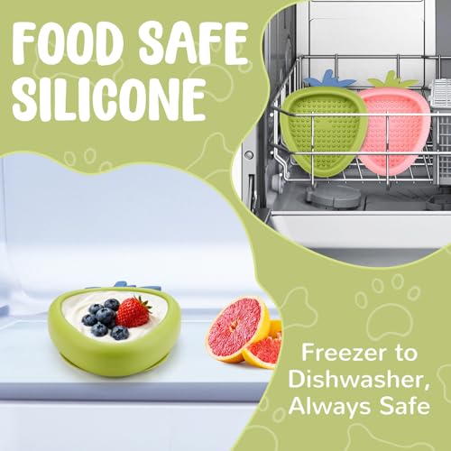 Freeze Dog Lick Bowl, Animire Non-Slip Slow Feeder Lick Mat for Dogs, Silicone Dog Enrichment Bowl for Distraction Anxiety Relief Boredom, BPA Free, Dishwasher Safe(Green,S) by Animire - Image 5