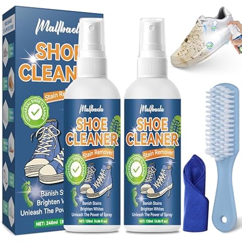 Mallbaola Shoe Cleaner, 2 Pack Sneaker Cleaner With Brush, Shoe Cleaner Sneakers for Knit, Boots, Rubber, Leather, Canvas, Nubuck, Suede Cleaner Cover