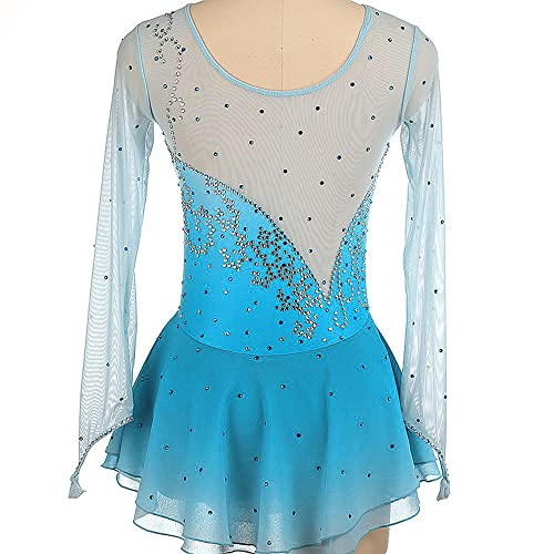 Liuhuo ZA339-140 Figure Skating Dress Mesh Skirt Girls Round Neck Long Sleeve Gradient Multi-Color Competition Performance thumb #1