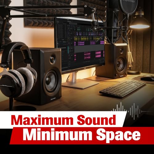 Image of Superlux 3.5 inch Powered Studio Monitor Speaker, 50W Active 2-Way Nearfield Monitor with HF /LF Trim, Balanced & Unbalanced Inputs, Wooden Cabinet for Home Studio, Mixing & Multimedia