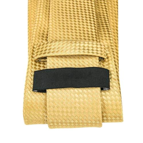 Dubulle Gold Checks Mens Paisley Floral Silk Tie for Men Striped Necktie Pocket Square Cufflinks Set Wedding Business
