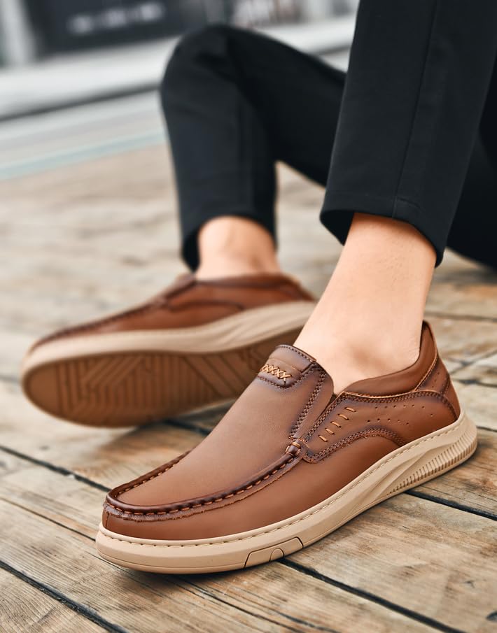 Men's Genuine Leather Loafers Slip-On Driving Shoes Casual Moccasins Soft Comfortable Spring Summer Flats4
