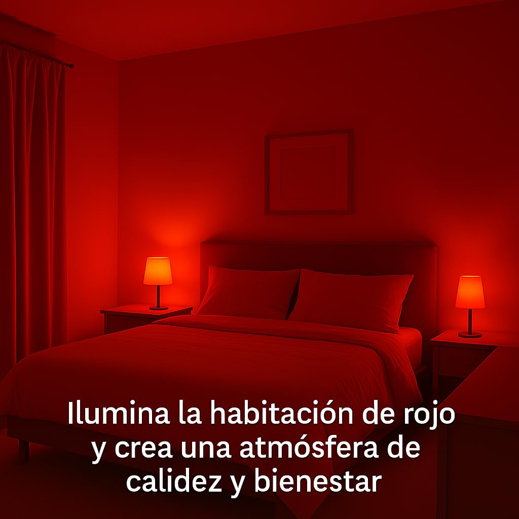Bombilla Luz Roja Nocturna Melatonina E27 E14 – Pack 2 Bombillas Rojas Sin Luz Azul ni Flicker – Luz Roja Bebé, Lactancia, Descanso y Sueño Profundo