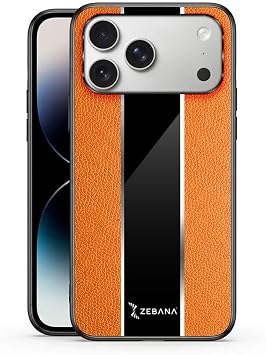 Zebana Apple iPhone 17 Pro ile Uyumlu K l f Zebana Premium Deri K l f Turuncu