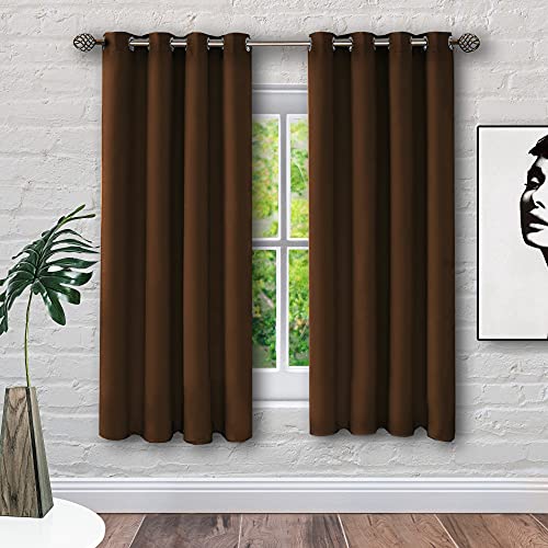 Cortinas térmicas Opacas Modernas - Aislantes de frío y Calor Ideal para habitación, Oficina y salón. Dos Unidades de 117 x 138 centímetros (Ancho x Largo) Cada uno. Marrón. EVERHEN HOME