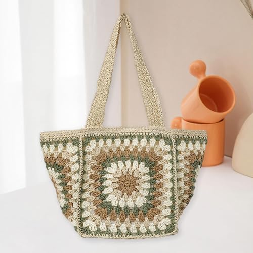 Sac de Plage Grande Capacité DuskHaven en Crochet Vert pour Tout Transporter