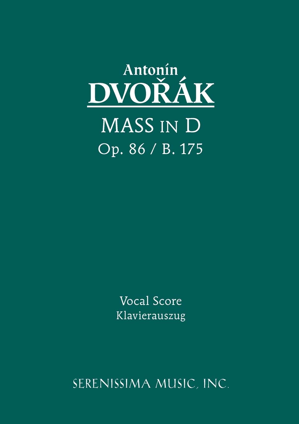 Mass in D, Op.86: Vocal score