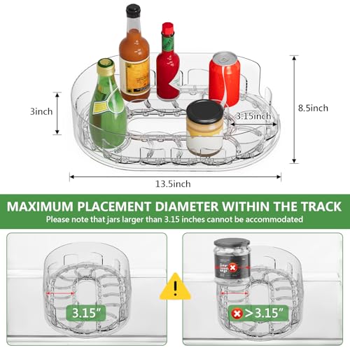 Holinwa Lazy Susan Organizer for Refrigerator, 13.5'' x 8.5'' Clear Rectangular Turntable - image 3