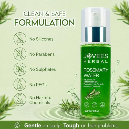 Image of Jovees Herbal Rosemary Water Hair Growth Spray with Follicusan DP 100ml | Mist Spray for Hair Fall, Strengthens Follicles & Boosts Hair Growth | Adds Shine | Non-Greasy, Lightweight |For All Hair Type