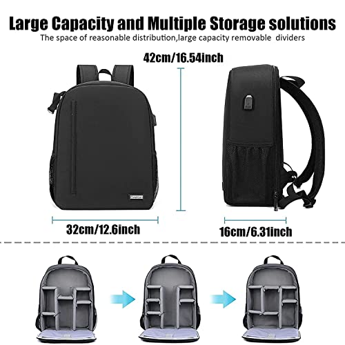 Mochila para cámara Cwatcun con cubierta de lluvia y USB miniatura 2