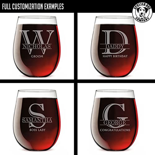 Personalized Etched 17Oz Stemless Wine Glass, Customized Gifts For Women, Monogrammed Gifts For Women, Birthday Wine Glass For Women, Unique Custom Gifts For Mom, Wine Monogram Tumbler, Halpert #TOP4