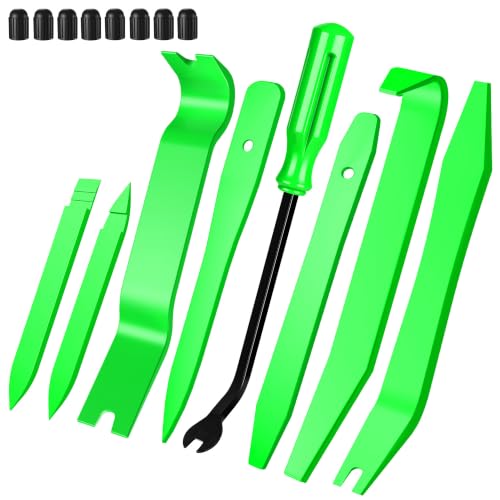 Image of 16Pcs Car Trim Removal Tool Set, Fastener Removal Tool with Stem Cap, Green