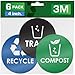 Pixelverse Design Recycle Sticker Trash Compost Can - 4" Recycling Vinyl Decal - 6 Pack