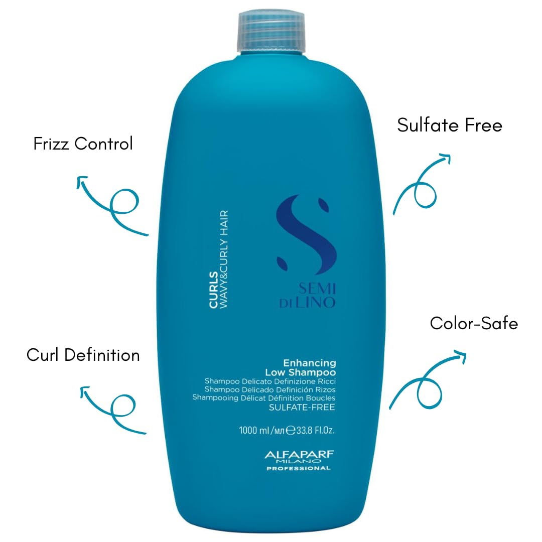 Alfaparf Milano Semi Di Lino Curls Enhancing Sulfate Free Shampoo for Wavy and Curly Hair - Hydrates and Nourishes - Reduces Frizz - Protects Against Humidity - Vegan-Friendly Formula