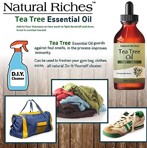 Natural Riches Tea Tree Oil For Skin - Pure Organic Tea Tree Essential Oil Melaleuca For Acne, Hair, Piercings, Skin And Scalp For Diffuser Humidifier Aromatherapy Premium Quality 4 Fl Oz #TOP4