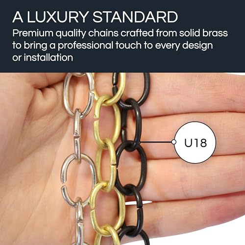 Image of RCH Hardware CH-06-PN-3 Decorative Solid Brass Chain for Hanging Light Oval Unwelded Links-Polished Nickel Finish (3 ft /1 Yard)