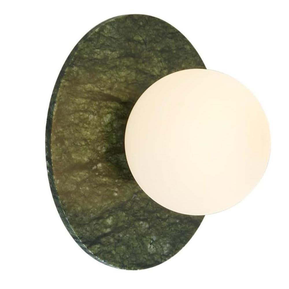 SSBHDM G9 Light Source Spherical Glass Lampshade Wall Sconce, Nordic Industrial Style Wall Light, Minimalist Round Marble Wall Lamp, Bedroom Living Room Corridor Wall Mounted Light Fixtures