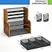 DAOUTIME 6-Tier Mesh Desk Organizer with Drawer, Wooden Office Organizer for Papers, Folders & Office Supplies - Sturdy Desktop File Holder with 2 Pen Holders - Space Saving Home Office Accessories