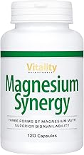 Complete Magnesium, 3 Sources of Magnesium (Glycinate, Malate and Citrate) and Vitamin B6 for Better Absorption. Reduction of Fatigue, Normal Muscle Function, Magnesium Synergy Vitality Nutritionals