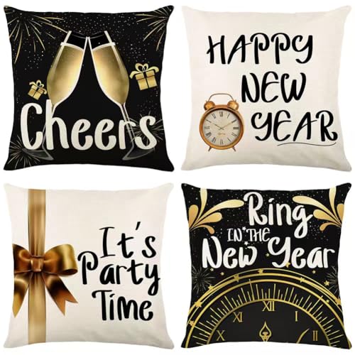 HEYPRIIL 2027 Happy New Year Decorations Pillow Covers 18x18 Inch, New Year Eve Party...