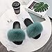 chausson chauffant,Nouveau Cheveux anti-renards de printemps et d'été portant des pantoufles Word Drag drag, home Chaussures poilues Fashion Cool Villes Chaussures plates-38-39 mètres_Paon vert
