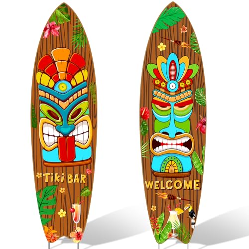 2 PCS Tiki Bar Surfboard Yard Signs Surfboard Beach Signs