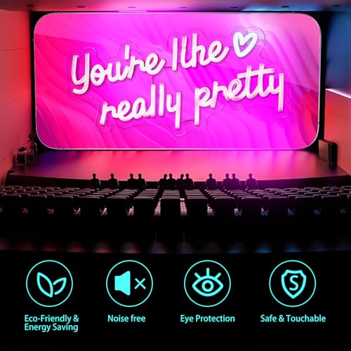 Image of KHK You're Like Really Pretty Neon Sign Led Neon Lights Pink Neon Sign for Bedroom Led Sign USB Powered Neon Signs for Wall Decor Dimmable for Christmas Thanksgiving Birthday Party Girls Gifts