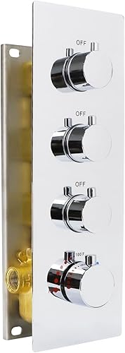 Miniatura 24 de HOMEDEC Kit de Válvula de Ducha Termostática de Latón de 5 Funciones Puede Funcionar al Mismo Tiempo, Desviador de Agua Oculto con Válvula de 6