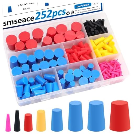 smseace 252Pack Rubber Plug 1/16 Inch to 5/8 Inch Rubber Stoppers 8-Sizes High Temp Silicone Plug for Coating, Round Hole, Painting Protection