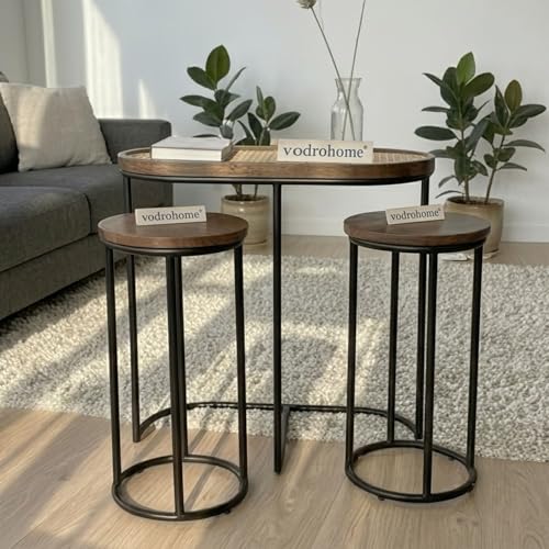 Image of Charcoal Rattan Cane Side Table with Glass top - Bohemian Solid Mango Wood Cane Iron Sofa Side end Table - Wood and Cane Nesting Table S#047 (Honey 2)