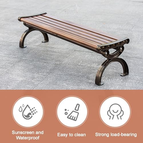 Durable All-Weather Metal Backless Outdoor Bench - 47in Patio & Garden Seating for Porch, Lawn & Balcony, Ideal for Outdoor Spaces, Stylish & Functional
