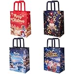 4pcs Christmas Tote Bags Gift Bags : Large Capacity Non-woven Fabric Gift Bags 16.2x11.8x6.3 inches - Reusable Christmas Shopping Bags
