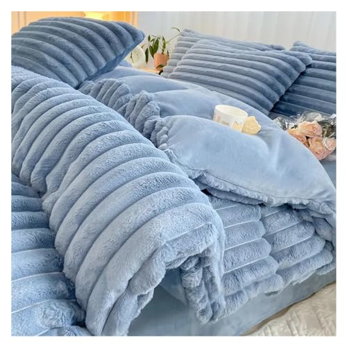 掛け布団カバーセット, 冬肥厚暖かい両面豪華な布団カバーシート布団カバーシート枕カバー 4 ピースキングサイズ寝具セット(D,200x230cm-4pcs set)