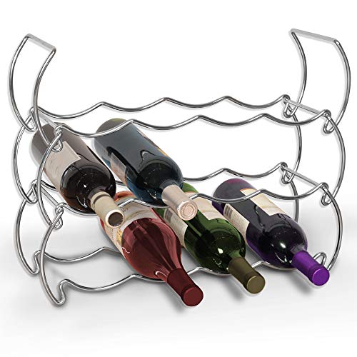 Smart Design 3-Tier Wine Rack - Steel Metal Frame - Rust Resistant Finish