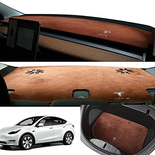 MrBuLiao Tesla カーアクセサリー インテリアアクセサリー ダッシュカバー リアウィンドウフロントトランクマット フランネルブランケット クッション 耐光マット 滑り止めパッド テスラ モデル 3 カーデコラティブ
