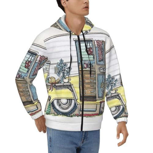 Sweat à fermeture éclair homme imprimé Happy Campers en maille polyester