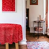 Super Mundo - Mantel Mesa Redonda Antimanchas, Impermeable, Lavable, Poliéster 100% 120x120CM, Rojo