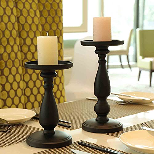 Black-Decorative-Candle-Holder-Set-of-2-Home-Decor-Pillar-Candle-Stand-Coffee-Table-Mantle-Decor-Centerpieces-for-Fireplace-Living-or-Dining-Room-TableClassic-Pastoral-Style-Candlesticks Black Decorative Candle Holder Set of 2 Home Decor Pillar Candle Stand Coffee Table Mantle Decor Centerpieces for Fireplace Living or Dining Room TableClassic Pastoral Style Candlesticks