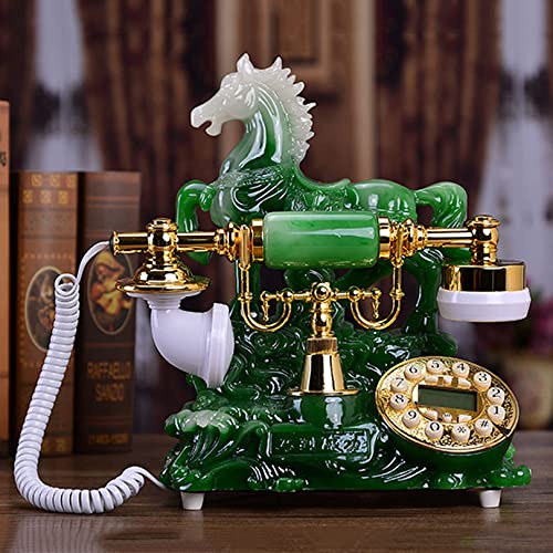 Bureau filaire vintage et téléphone rétro imitation jade HJMMWT