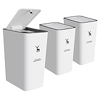Vista 10 de XPIY Bote de basura con tapa, paquete de 2 botes de basura de 4 galones/15 litros con parte superior de prensa, bote de basura pequeño a prueba
