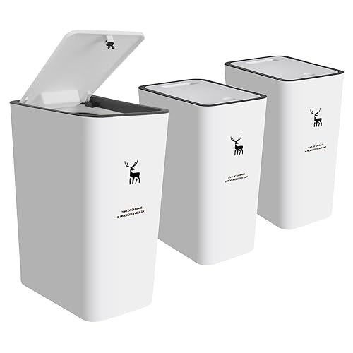 Miniatura 10 de XPIY Bote de basura con tapa, paquete de 2 botes de basura de 4 galones/15 litros con parte superior de prensa, bote de basura pequeño a prueba