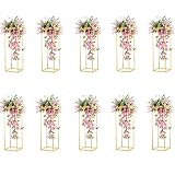 TAMAÑO: Nuestro soporte de flores geométrico mide 80cm / 31.5 pulgadas de alto. Su ancho y largo es de 28cm / 11 pulgadas. La forma simple del cubo de la columna hace que la flor sea más estable. Coloca estos centros de mesa de la boda y añade un extra de elegancia a los arreglos.