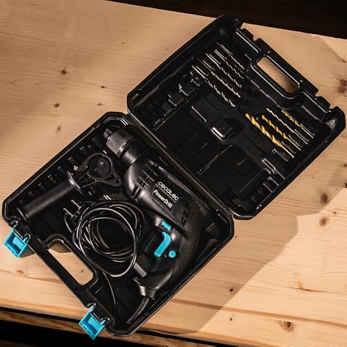 Miniatura 7 de Cecotec Taladro Eléctrico Percutor Powerdrill 850 Easyadjust. 850w, 46000 Impactos Por Minuto, 4800 Rpm, Cable Extralargo 3m, Mandril Portabrocas Sin Llave 13mm Diámetro, Totalmente Equipado