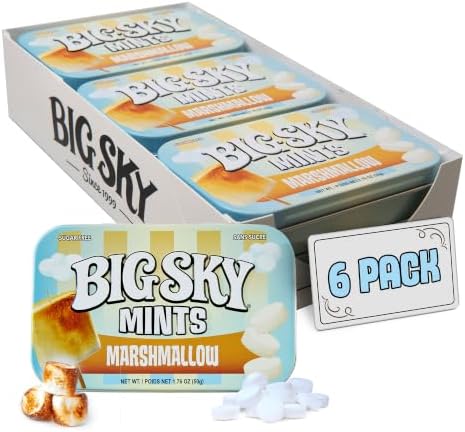 Big Sky Sugar Free Mints, Marshmallow, 50 Count Tin (Pack of 6)