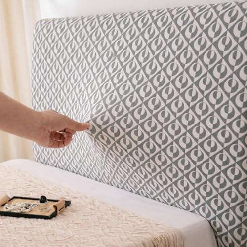 Image of HOMETHREADS Stretchable Lycra /Velvet Bed Cover | Soft, Dust-Proof & Wrinkle-Resistant Bed Back Protector | Fits Leather, Wooden & Fabric Bedsides (Grey, 205x70Cm)