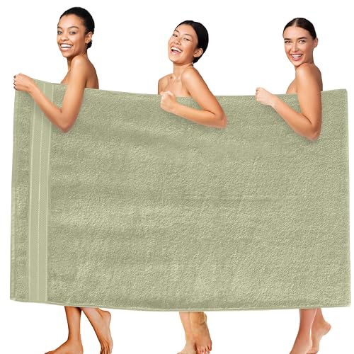 Image of Elegant Comfort Three Line Popcorn Extra Large Luxury Bath Towel - 40 inch x 80 inch inch, Premium Hotel Spa Quality 1 Piece Oversized Bath Sheet 100% Turkish Cotton Super Soft Highly Absorbent, Jade Green