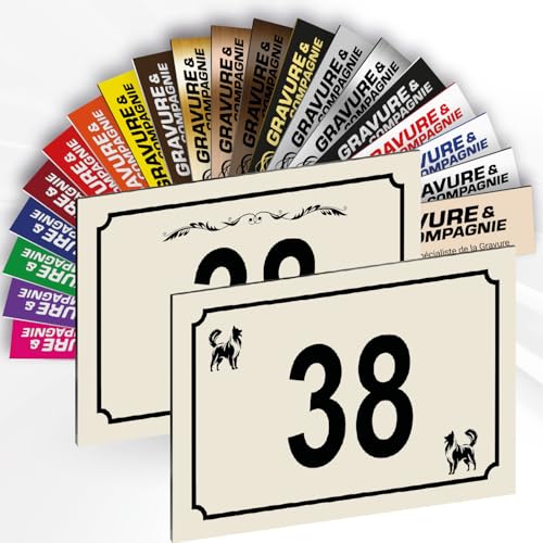 Numéro De Maison Déco Personnalisable – Plaque De Numéro De Rue PVC Extérieur - Logo Ou Motif Et Numéro Gravé – Fixation Adhésif Ou Trous Ou Cache...