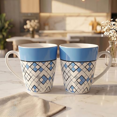 Image of UPC Premium Bone China Coffee Mug Set of 2 | Elegant Ceramic Tea & Coffee Cups for Home, Office & Cafe | Lightweight, Durable, Microwave & Dishwasher Safe Mug Set | Luxury Drinkware Collection